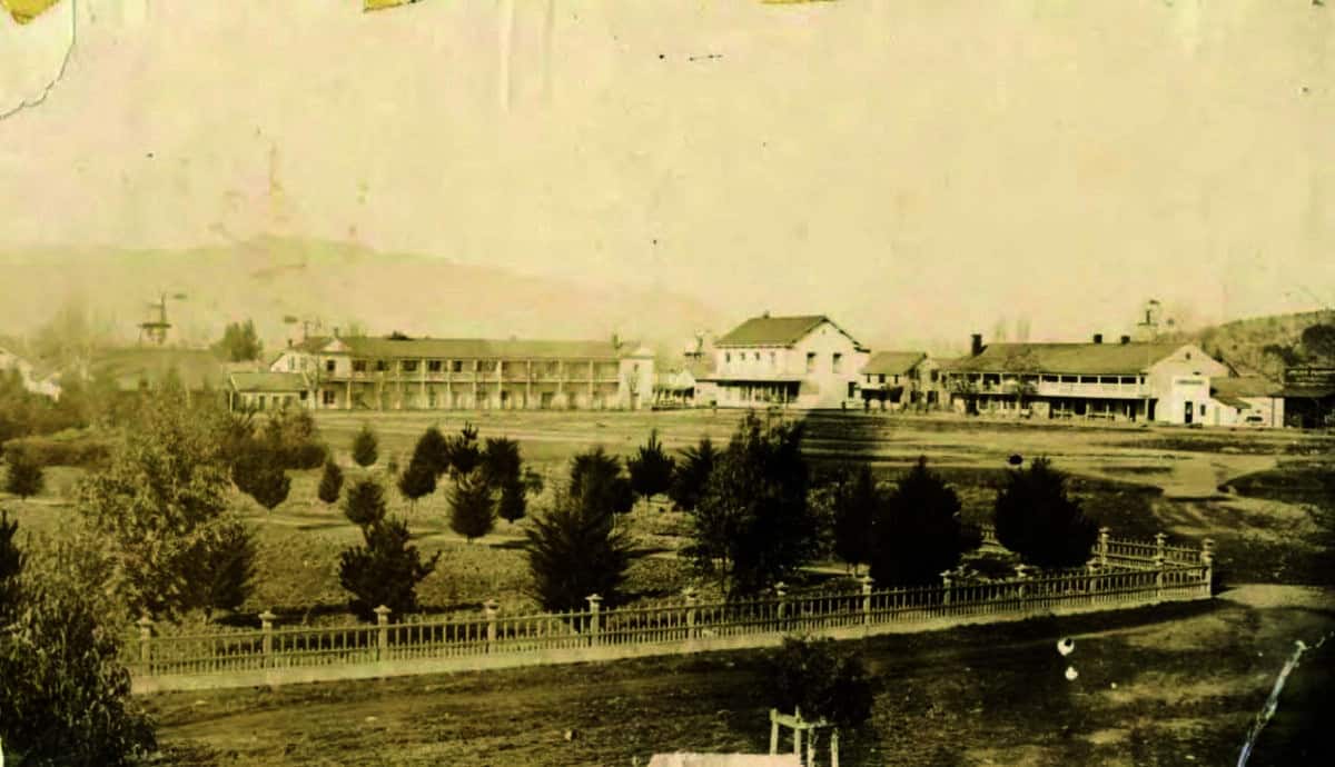 Sonoma Plaza with trees, 1889